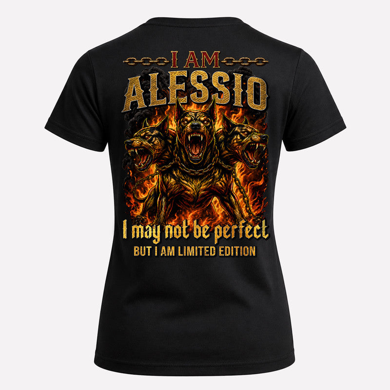 ALESSIO MP88-F2-168–Personalized Bold Quote Apparel “I Am NAME I May Not Be Perfect But I Am Limited Edition