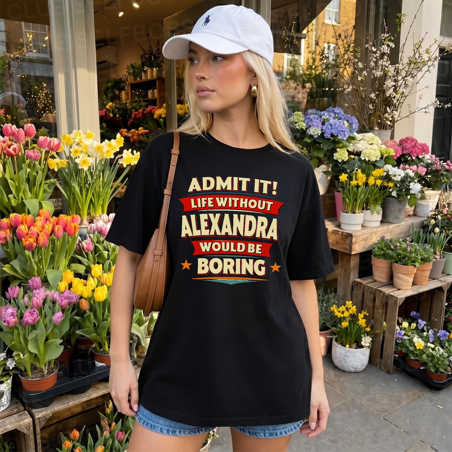 ALEXANDRA HH88-K2-106–Personalized Funny Quote Apparel “Life Without NAME Would Be Boring”