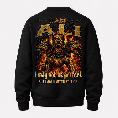 ALI MP88-F2-168–Personalized Bold Quote Apparel “I Am NAME I May Not Be Perfect But I Am Limited Edition