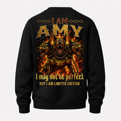 AMY MP88-F2-168–Personalized Bold Quote Apparel “I Am NAME I May Not Be Perfect But I Am Limited Edition