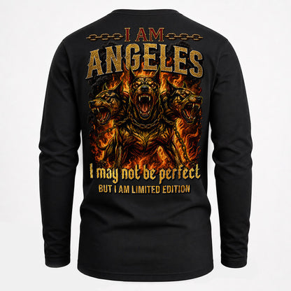 ANGELES MP88-F2-168–Personalized Bold Quote Apparel “I Am NAME I May Not Be Perfect But I Am Limited Edition