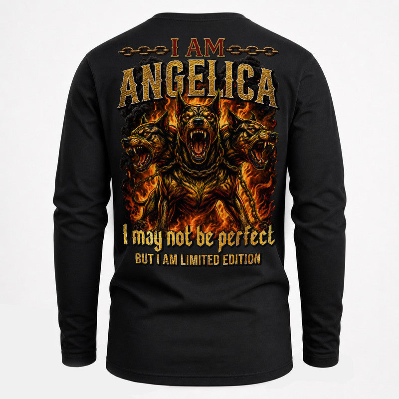 ANGELICA MP88-F2-168–Personalized Bold Quote Apparel “I Am NAME I May Not Be Perfect But I Am Limited Edition