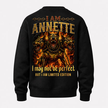 ANNETTE MP88-F2-168–Personalized Bold Quote Apparel “I Am NAME I May Not Be Perfect But I Am Limited Edition