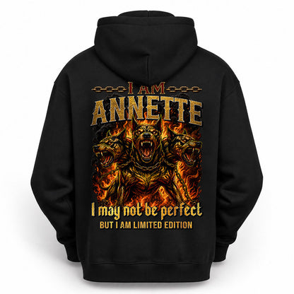 ANNETTE MP88-F2-168–Personalized Bold Quote Apparel “I Am NAME I May Not Be Perfect But I Am Limited Edition