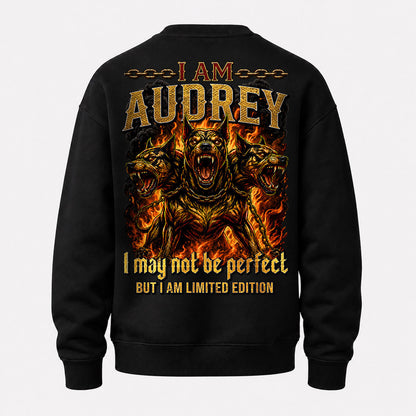 AUDREY MP88-F2-168–Personalized Bold Quote Apparel “I Am NAME I May Not Be Perfect But I Am Limited Edition