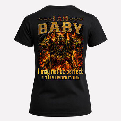 BABY MP88-F2-168–Personalized Bold Quote Apparel “I Am NAME I May Not Be Perfect But I Am Limited Edition
