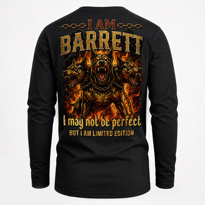 BARRETT MP88-F2-168–Personalized Bold Quote Apparel “I Am NAME I May Not Be Perfect But I Am Limited Edition