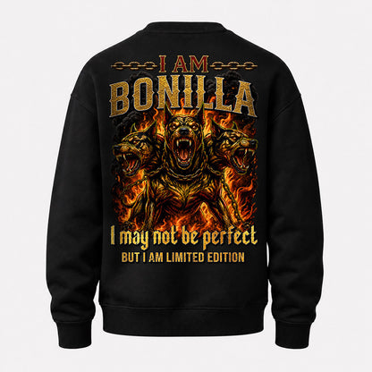 BONILLA MP88-F2-168–Personalized Bold Quote Apparel “I Am NAME I May Not Be Perfect But I Am Limited Edition