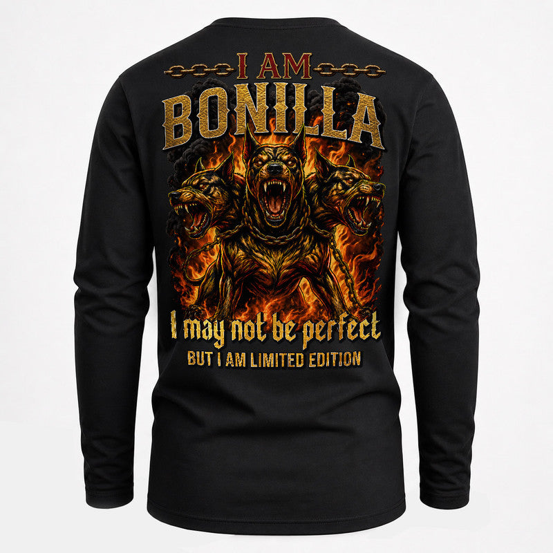 BONILLA MP88-F2-168–Personalized Bold Quote Apparel “I Am NAME I May Not Be Perfect But I Am Limited Edition