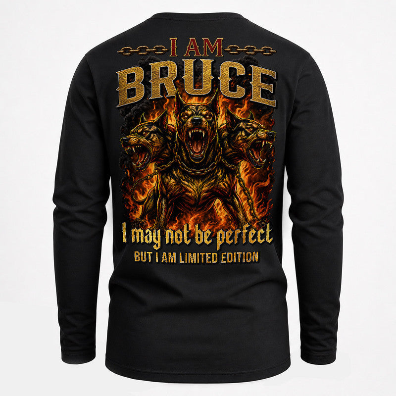 BRUCE MP88-F2-168–Personalized Bold Quote Apparel “I Am NAME I May Not Be Perfect But I Am Limited Edition