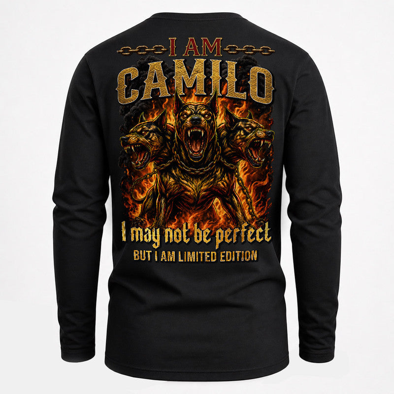 CAMILO MP88-F2-168–Personalized Bold Quote Apparel “I Am NAME I May Not Be Perfect But I Am Limited Edition