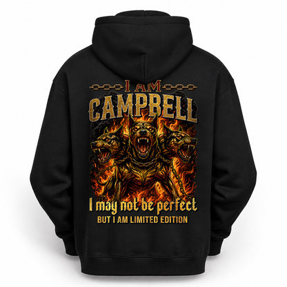 CAMPBELL MP88-F2-168–Personalized Bold Quote Apparel “I Am NAME I May Not Be Perfect But I Am Limited Edition