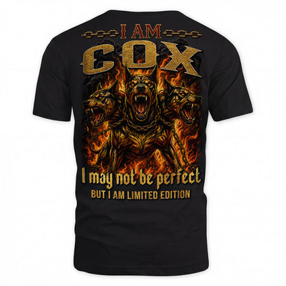COX MP88-F2-168–Personalized Bold Quote Apparel “I Am NAME I May Not Be Perfect But I Am Limited Edition