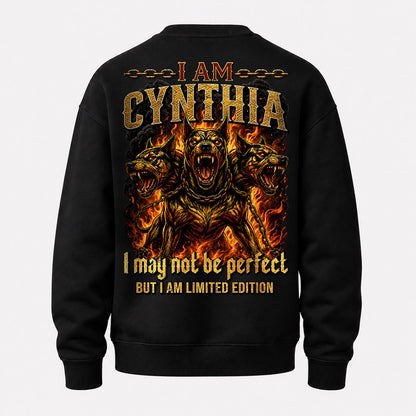 CYNTHIA MP88-F2-168–Personalized Bold Quote Apparel “I Am NAME I May Not Be Perfect But I Am Limited Edition