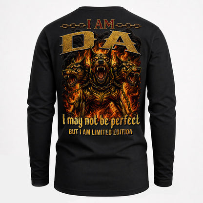 DA MP88-F2-168–Personalized Bold Quote Apparel “I Am NAME I May Not Be Perfect But I Am Limited Edition