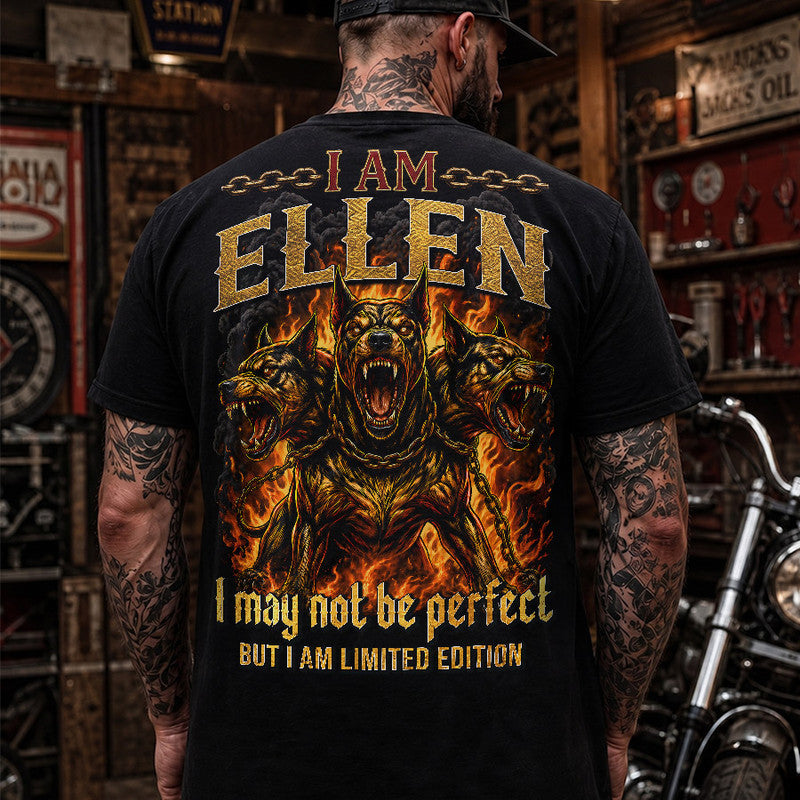 ELLEN MP88-F2-168–Personalized Bold Quote Apparel “I Am NAME I May Not Be Perfect But I Am Limited Edition