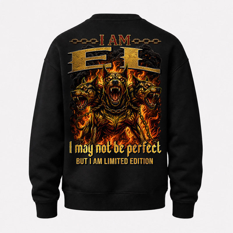 EL MP88-F2-168–Personalized Bold Quote Apparel “I Am NAME I May Not Be Perfect But I Am Limited Edition