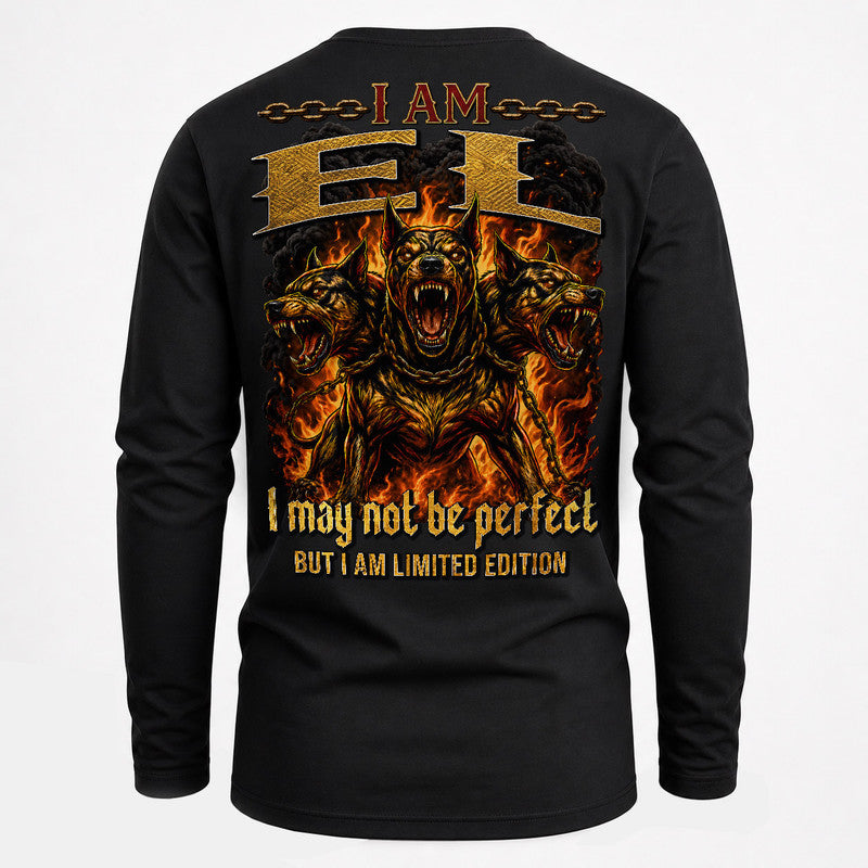 EL MP88-F2-168–Personalized Bold Quote Apparel “I Am NAME I May Not Be Perfect But I Am Limited Edition
