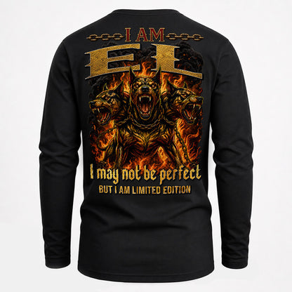EL MP88-F2-168–Personalized Bold Quote Apparel “I Am NAME I May Not Be Perfect But I Am Limited Edition