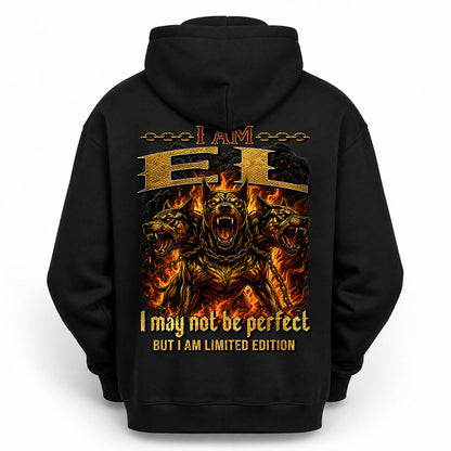 EL MP88-F2-168–Personalized Bold Quote Apparel “I Am NAME I May Not Be Perfect But I Am Limited Edition