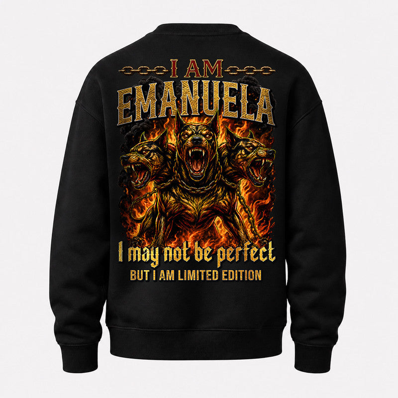 EMANUELA MP88-F2-168–Personalized Bold Quote Apparel “I Am NAME I May Not Be Perfect But I Am Limited Edition