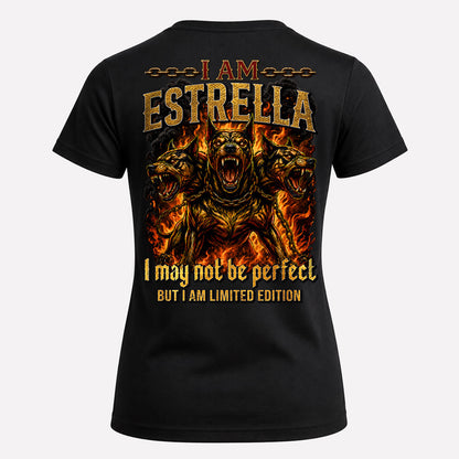 ESTRELLA MP88-F2-168–Personalized Bold Quote Apparel “I Am NAME I May Not Be Perfect But I Am Limited Edition