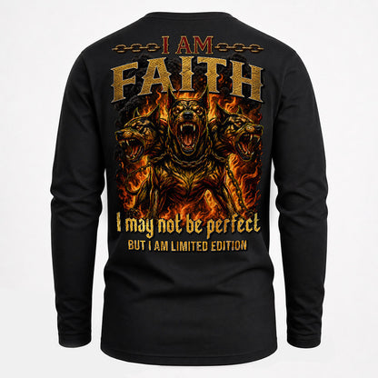 FAITH MP88-F2-168–Personalized Bold Quote Apparel “I Am NAME I May Not Be Perfect But I Am Limited Edition