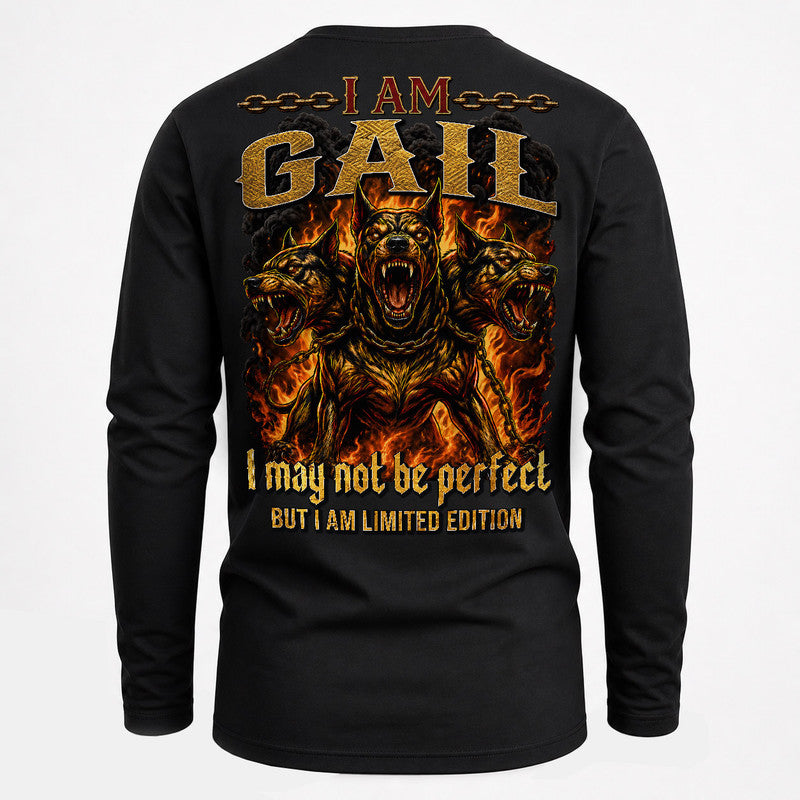 GAIL MP88-F2-168–Personalized Bold Quote Apparel “I Am NAME I May Not Be Perfect But I Am Limited Edition