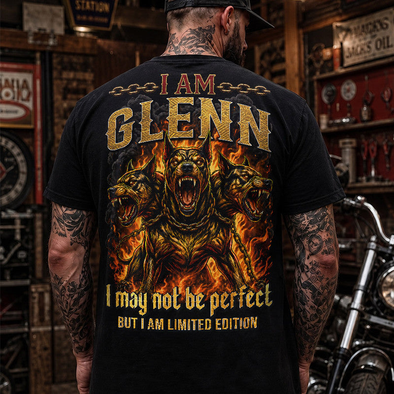 GLENN MP88-F2-168–Personalized Bold Quote Apparel “I Am NAME I May Not Be Perfect But I Am Limited Edition