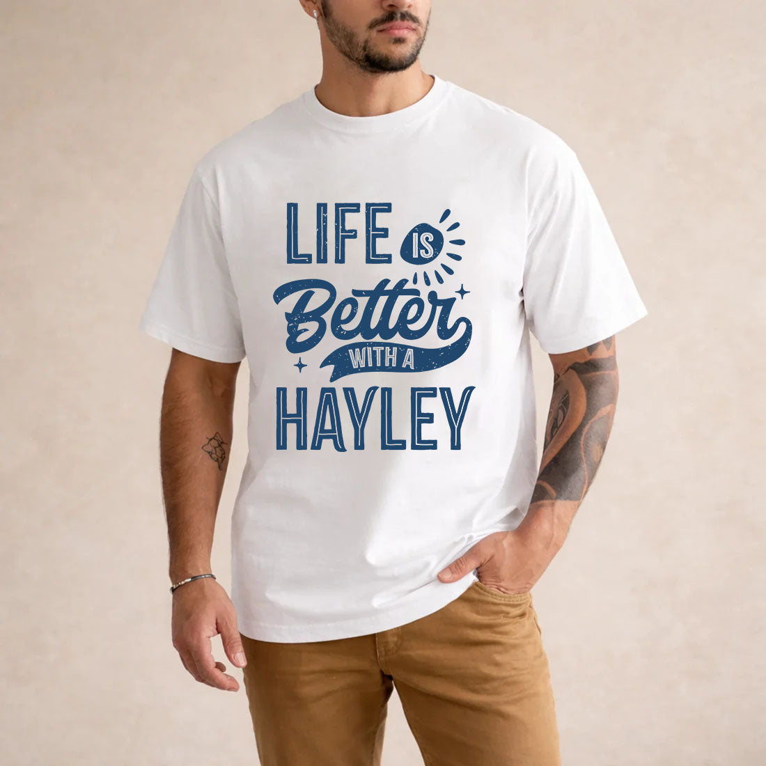 HAYLEY HH88-K2–Personalized Name Quote T-Shirt Life Is Better With Unisex Gift