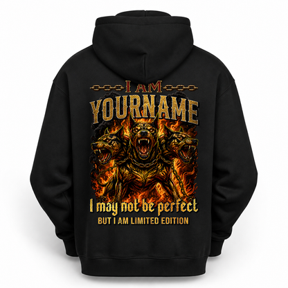 YOUR NAME MP88-F2-168–Personalized Bold Quote Apparel “I Am NAME I May Not Be Perfect But I Am Limited Edition