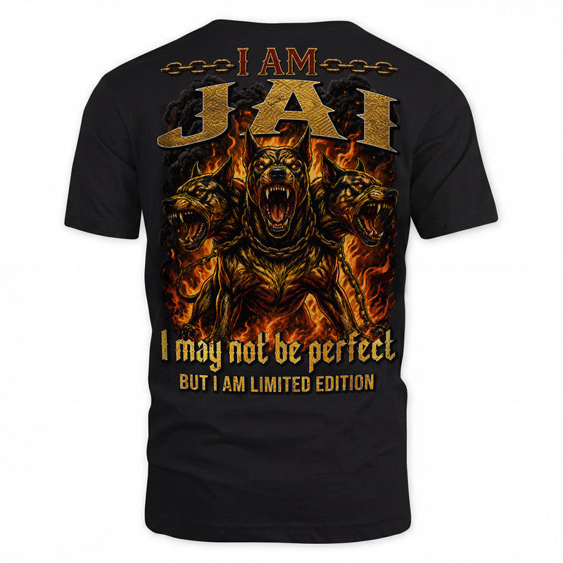 JAI MP88-F2-168–Personalized Bold Quote Apparel “I Am NAME I May Not Be Perfect But I Am Limited Edition