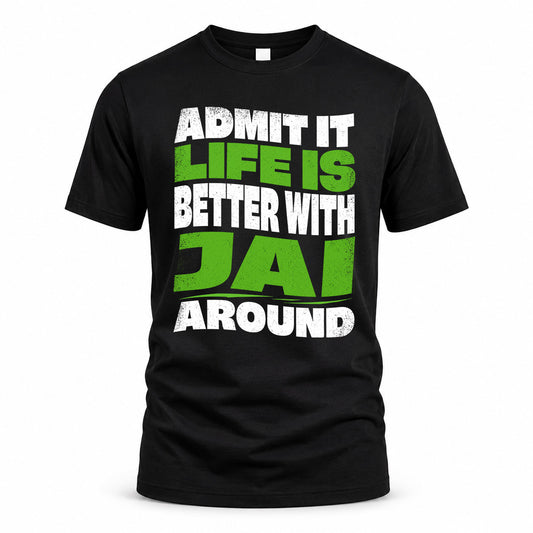 JAI KTT19-K098-189 – Personalized Funny Quote Apparel “Admit It, Life Is Better With NAME Around”