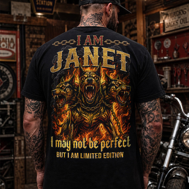 JANET MP88-F2-168–Personalized Bold Quote Apparel “I Am NAME I May Not Be Perfect But I Am Limited Edition