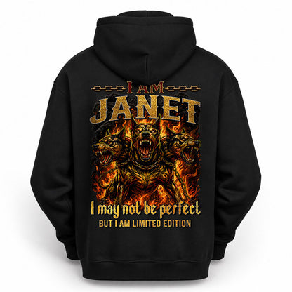 JANET MP88-F2-168–Personalized Bold Quote Apparel “I Am NAME I May Not Be Perfect But I Am Limited Edition