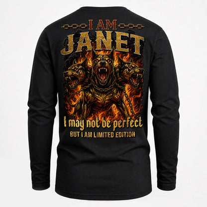 JANET MP88-F2-168–Personalized Bold Quote Apparel “I Am NAME I May Not Be Perfect But I Am Limited Edition