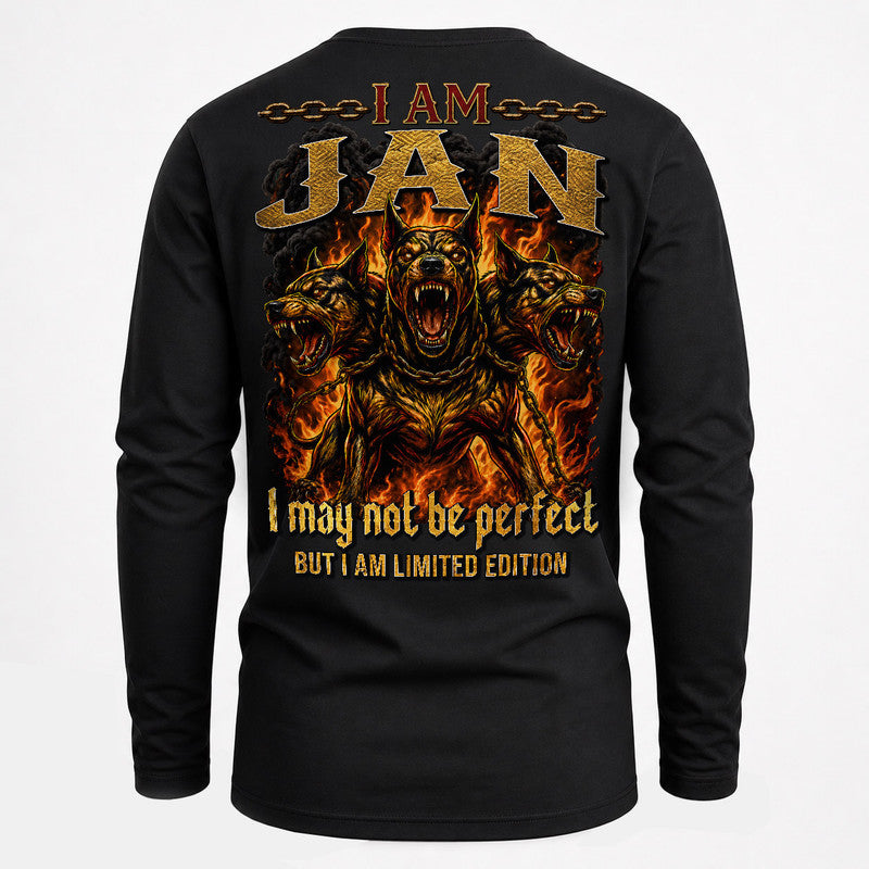 JAN MP88-F2-168–Personalized Bold Quote Apparel “I Am NAME I May Not Be Perfect But I Am Limited Edition