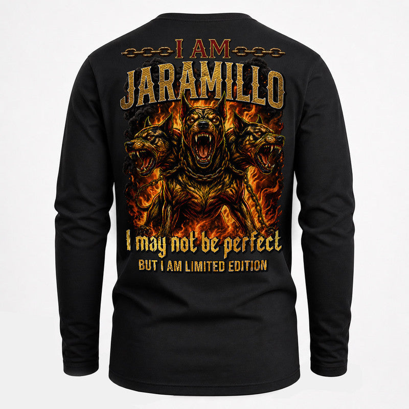 JARAMILLO MP88-F2-168–Personalized Bold Quote Apparel “I Am NAME I May Not Be Perfect But I Am Limited Edition