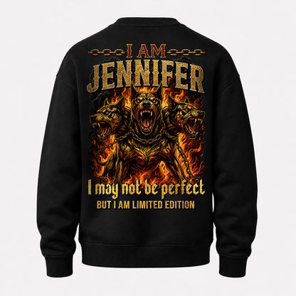 JENNIFER MP88-F2-168–Personalized Bold Quote Apparel “I Am NAME I May Not Be Perfect But I Am Limited Edition