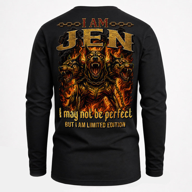 JEN MP88-F2-168–Personalized Bold Quote Apparel “I Am NAME I May Not Be Perfect But I Am Limited Edition