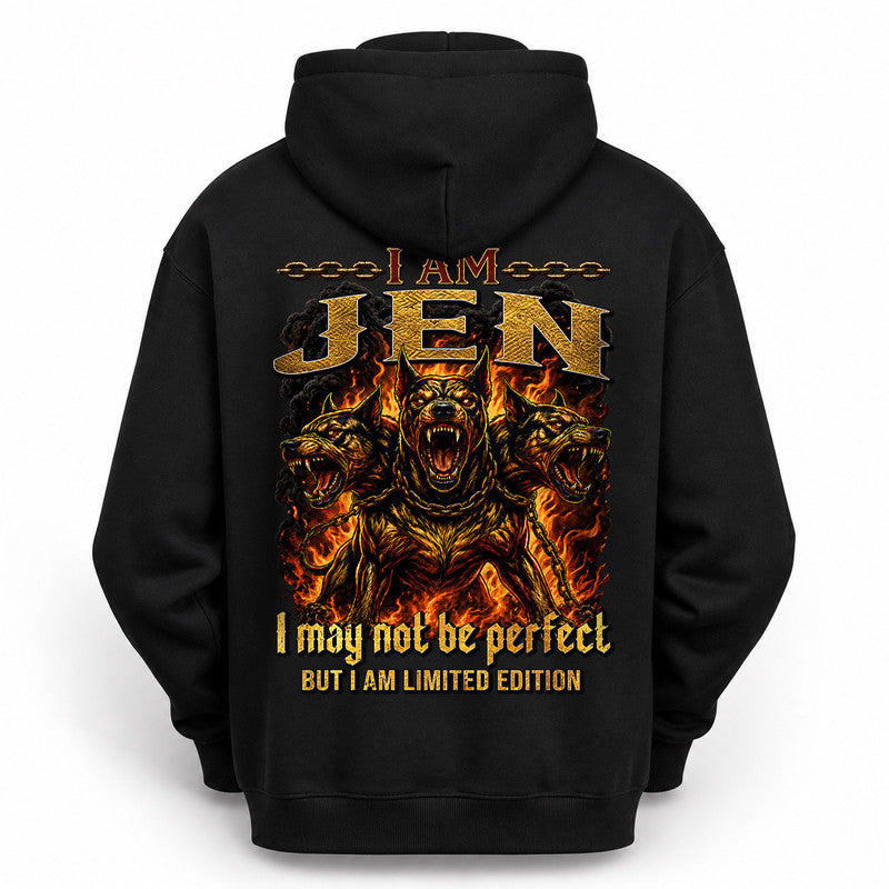 JEN MP88-F2-168–Personalized Bold Quote Apparel “I Am NAME I May Not Be Perfect But I Am Limited Edition