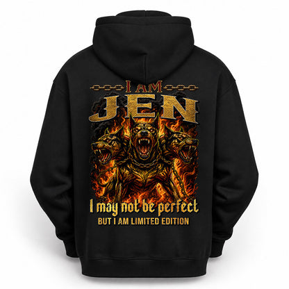 JEN MP88-F2-168–Personalized Bold Quote Apparel “I Am NAME I May Not Be Perfect But I Am Limited Edition