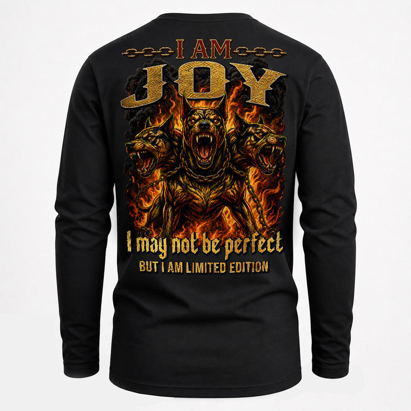 JOY MP88-F2-168–Personalized Bold Quote Apparel “I Am NAME I May Not Be Perfect But I Am Limited Edition