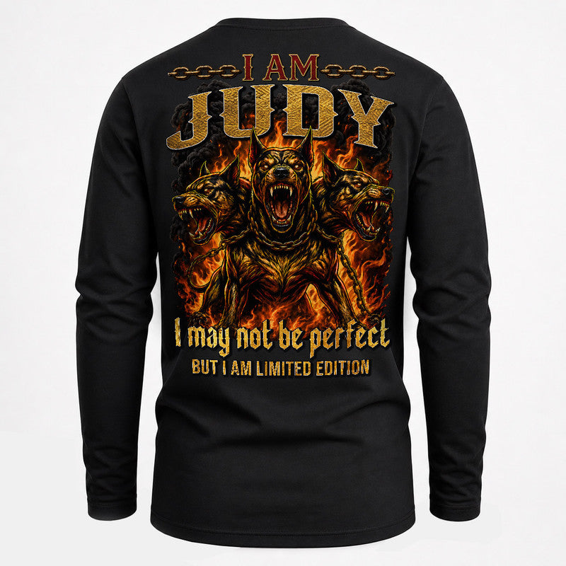 JUDY MP88-F2-168–Personalized Bold Quote Apparel “I Am NAME I May Not Be Perfect But I Am Limited Edition