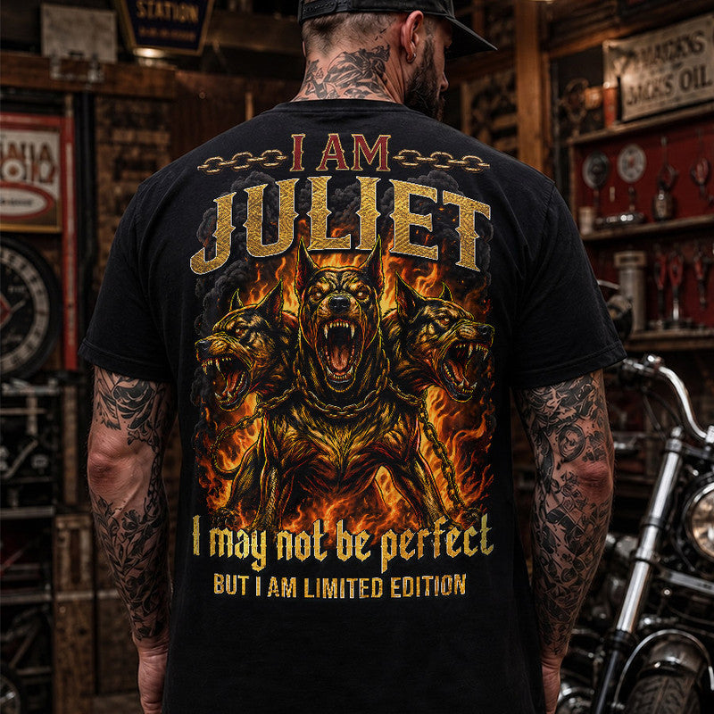 JULIET MP88-F2-168–Personalized Bold Quote Apparel “I Am NAME I May Not Be Perfect But I Am Limited Edition