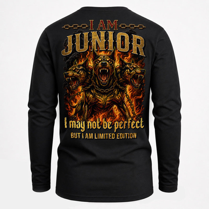 JUNIOR MP88-F2-168–Personalized Bold Quote Apparel “I Am NAME I May Not Be Perfect But I Am Limited Edition