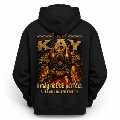 KAY MP88-F2-168–Personalized Bold Quote Apparel “I Am NAME I May Not Be Perfect But I Am Limited Edition