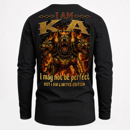 KA MP88-F2-168–Personalized Bold Quote Apparel “I Am NAME I May Not Be Perfect But I Am Limited Edition