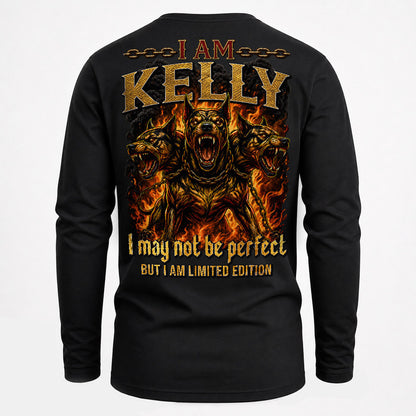 KELLY MP88-F2-168–Personalized Bold Quote Apparel “I Am NAME I May Not Be Perfect But I Am Limited Edition