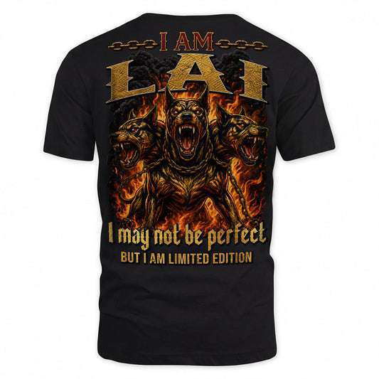 LAI MP88-F2-168–Personalized Bold Quote Apparel “I Am NAME I May Not Be Perfect But I Am Limited Edition